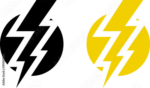 Lightning bolt icon set. Thunderbolt symbol. Flash light sign. Electric power vector energy logo. Lightning symbol. Energy and thunder electricity symbol. Power or fast speed icon.