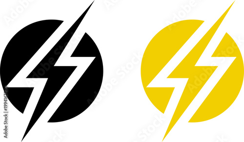 Lightning bolt icon set. Thunderbolt symbol. Flash light sign. Electric power vector energy logo. Lightning symbol. Energy and thunder electricity symbol. Power or fast speed icon.