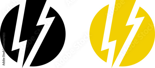Lightning bolt icon set. Thunderbolt symbol. Flash light sign. Electric power vector energy logo. Lightning symbol. Energy and thunder electricity symbol. Power or fast speed icon.