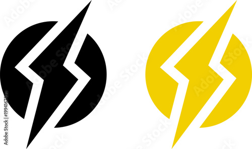 Lightning bolt icon set. Thunderbolt symbol. Flash light sign. Electric power vector energy logo. Lightning symbol. Energy and thunder electricity symbol. Power or fast speed icon.