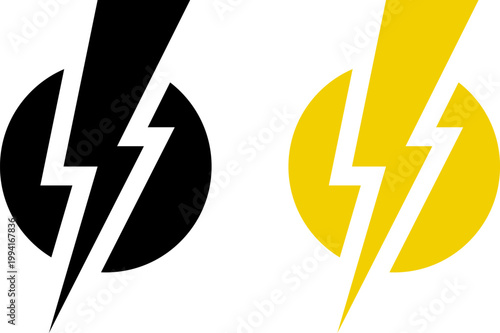Lightning bolt icon set. Thunderbolt symbol. Flash light sign. Electric power vector energy logo. Lightning symbol. Energy and thunder electricity symbol. Power or fast speed icon.