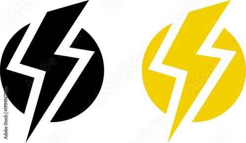 Lightning bolt icon set. Thunderbolt symbol. Flash light sign. Electric power vector energy logo. Lightning symbol. Energy and thunder electricity symbol. Power or fast speed icon.