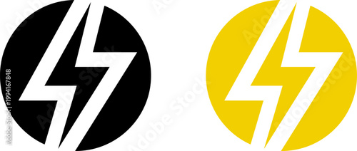 Lightning bolt icon set. Thunderbolt symbol. Flash light sign. Electric power vector energy logo. Lightning symbol. Energy and thunder electricity symbol. Power or fast speed icon.