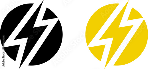 Lightning bolt icon set. Thunderbolt symbol. Flash light sign. Electric power vector energy logo. Lightning symbol. Energy and thunder electricity symbol. Power or fast speed icon.