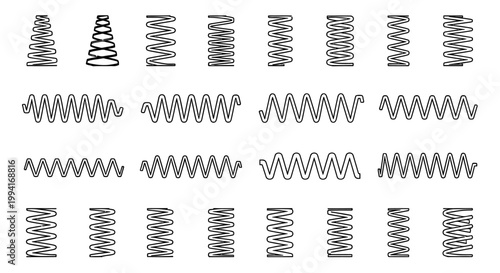 diverse collection of springs on white background industrial coils and tension elements
