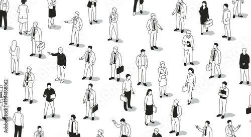 isometric people a diverse business team in a seamless pattern background