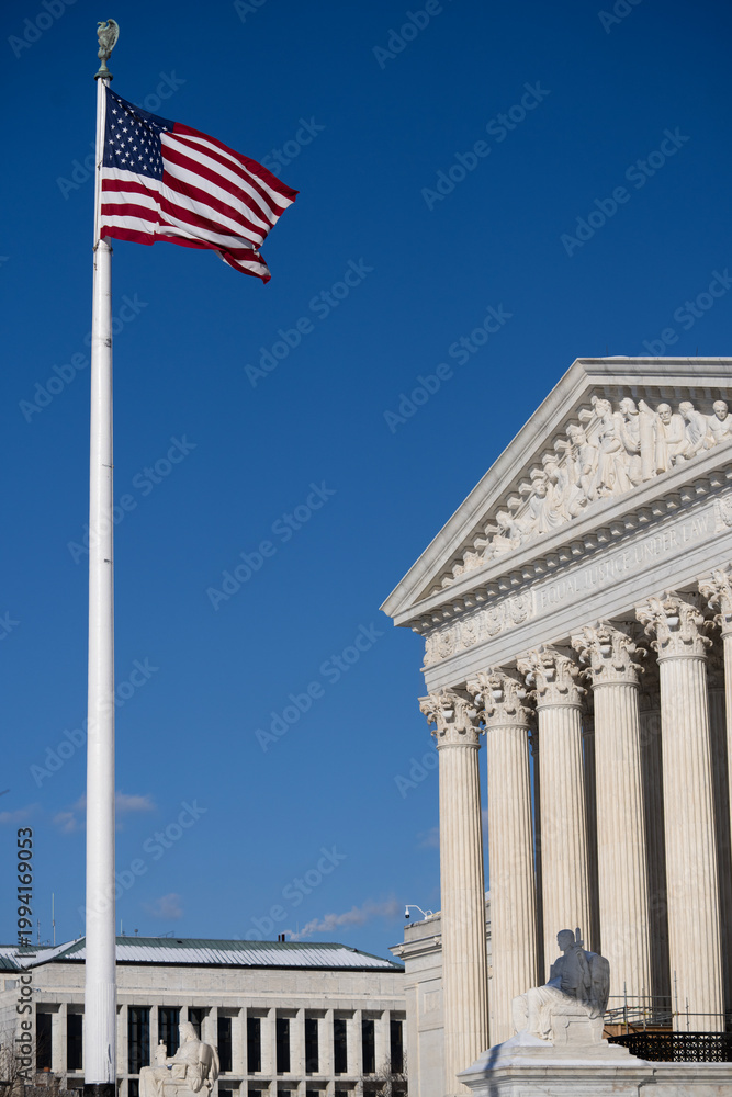 Fototapeta premium Supreme Court building of judicial authority. US law institution of justice. USA government court system. American legal authority symbol.