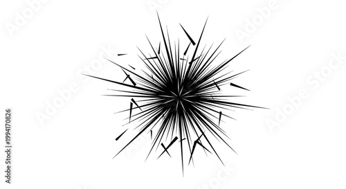 explosion shattered glass abstract graphic comic blast impact effect radiating lines on white background dynamic energy burst for design