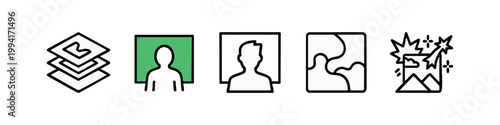 Clean Line Art Media and Photography Production Icon Set