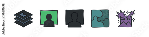 Modern Color Icon Set for Media Editing and Visual Production