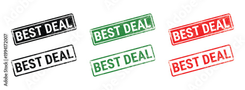 best deal rubber stamp text design with grunge texture black green red rectangular promotional label