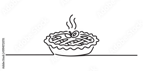thanksgiving apple pie icon.one line vector illustration on white background