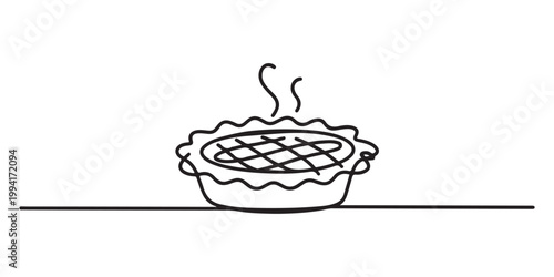 thanksgiving apple pie icon.one line vector illustration on white background