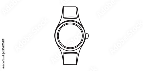 Watch icon continuous one line drawing outline.one line vector illustration on white background