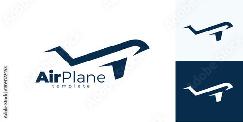 Logo Airplane Silhouette. Plane Fly White Background