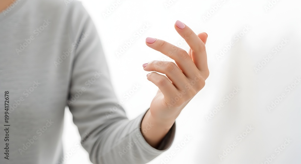 Fototapeta premium Woman making a finger heart with pink nail polish