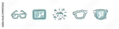 Smart Technology and Wearable Device Hand-Drawn Icons Set