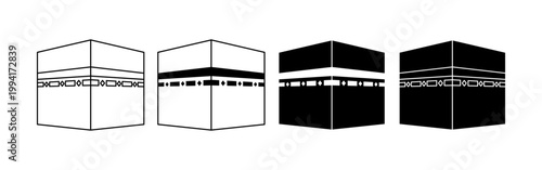 Kaaba sacred building icon set for Hajj and Eid al Adha Islamic pilgrimage concept minimal