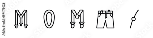 Black Line Art Clothing Accessories and Braces Icon Collection