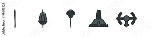 Group of simple colored icons representing everyday objects and concepts.