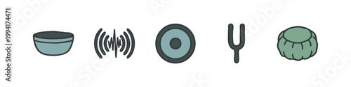 Color Icons: Bowl, Sound Waves, Ring, Tuning Fork, Dumpling