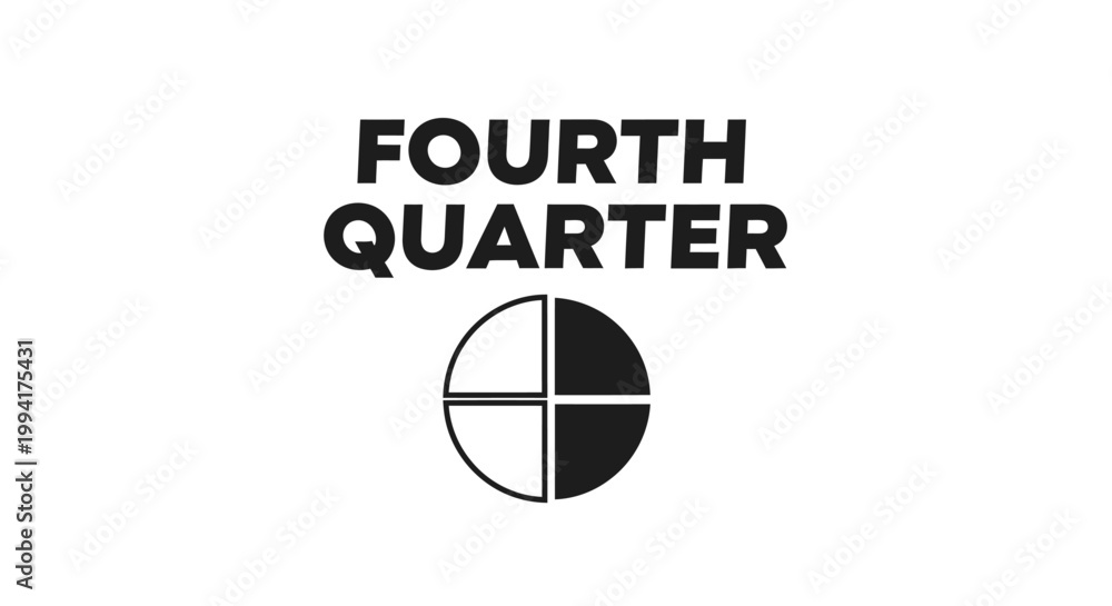 Fototapeta premium Fourth Quarter Icon Symbol with Circular Progress Bar Graphic.