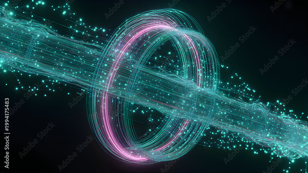 Fototapeta premium Quantum Computing Wave Functions with Golden Spheres