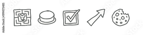 Doodle Icons: Maze, Button, Checkbox, Arrow, Cookie