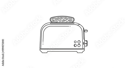 Simple Line Art Toaster Illustration