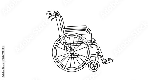 Simple Line Drawing of a Manual Wheelchair