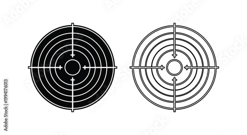 Two concentric circular targets one filled and one outlined depicting precision and accuracy presented as a silhouette high quality professional detailed
