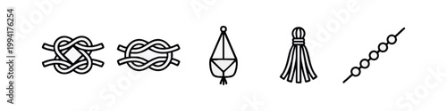 Minimalist Macrame and Nautical Knots Thin Line Icon Set