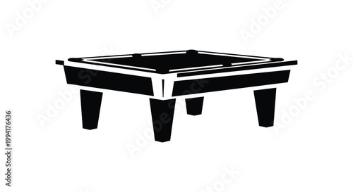 A stark black silhouette of a rectangular billiards table showcasing its geometric form and classic design silhouette high quality
