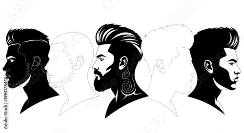 Silhouette of man with beard styles.