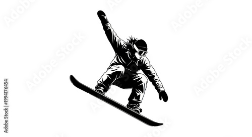 Snowboarder in mid air trick.