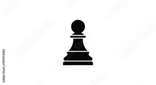 A stark black pawn stands isolated against a white background representing strategy and gameplay a bold silhouette high quality