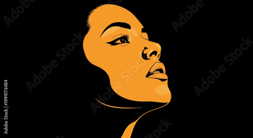 Woman Face Profile Silhouette Portrait.