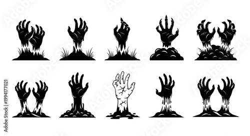 Zombies rising from the ground hands.