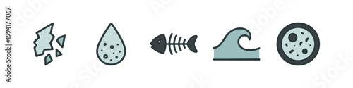 Environmental Awareness and Marine Biology Flat Vector Icons