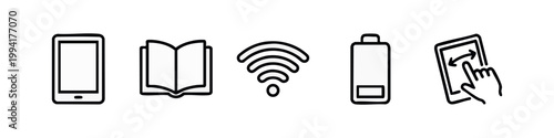 Mobile Digital Device and Wireless Connectivity Outline Icons