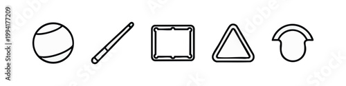 Billiards and Pool Equipment Minimal Line Icon Set
