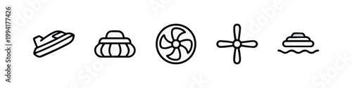 Line Icons of Marine Transportation and Propellers