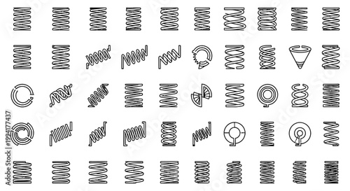 collection of various spring coil icons vector illustration for design
