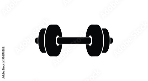 A stark black silhouette of a dumbbell represents strength fitness and physical training emphasizing a workout routine silhouette