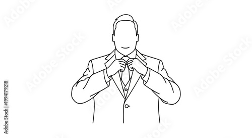 Elegant Businessman Adjusting Tie - Professionalism and Corporate Attire.