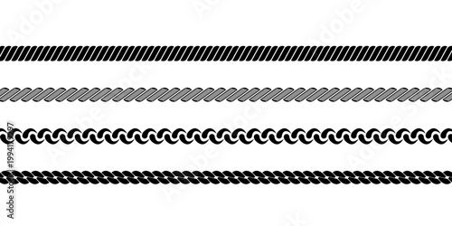 Straight rope border lines or dividers for adding sophistication to designs like invitations, certificates, or posters.