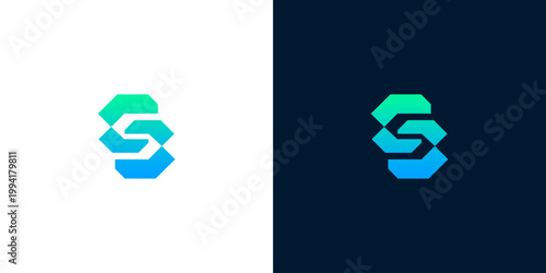 Modern abstract S letter logo composed of interconnected gradient hexagons, symbolizing digital connectivity, technology, and progressive business solutions