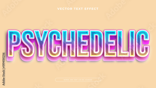 Psychedelic typography premium editable text effect featuring a colorful gradient glow and vibrant pink shadows