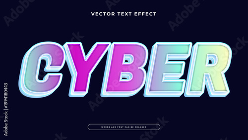 Vibrant cyber typography text effect featuring neon pink and blue gradients with futuristic glow