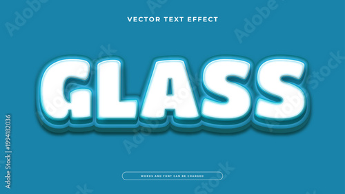 Glossy glass text effect with white face and translucent blue layers for a clean and refreshing visual style